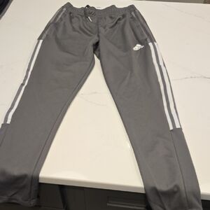 adidas Gray Kids Sweatpants with White Stripes